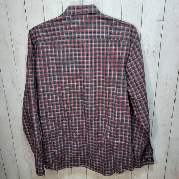 New! Calvin Klein Men's Black Red Plaid Button Up Cotton Shirt Size XL. - Picture 4 of 6